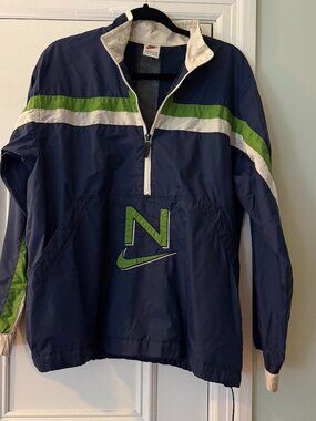 Vintage 90s Nike Windbreaker Youth XL 18-20 Navy Green White Colorblock